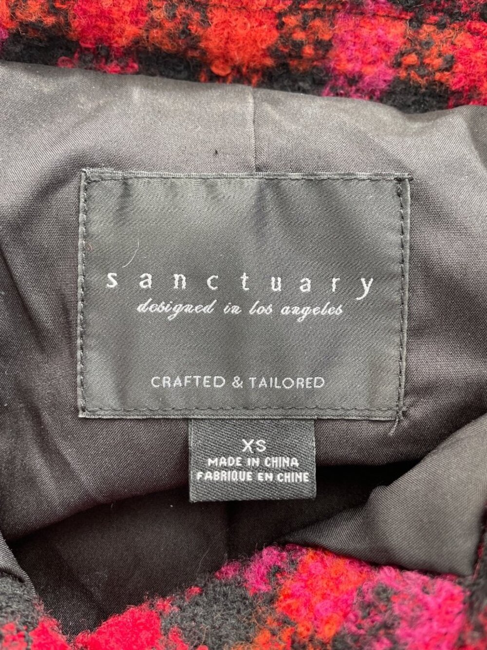 Sanctuary The Shacket XS Roller Plaid Button Front Long Sleeve Red Black Outdoor - Picture 5 of 9